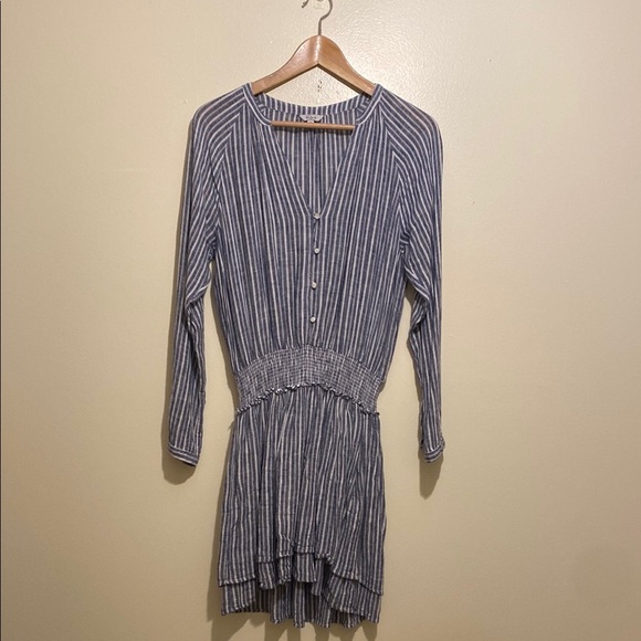 Rails Jasmine Tibet stripe Blue and White Long Sleeve Dress. Size S - Picture 2 of 9